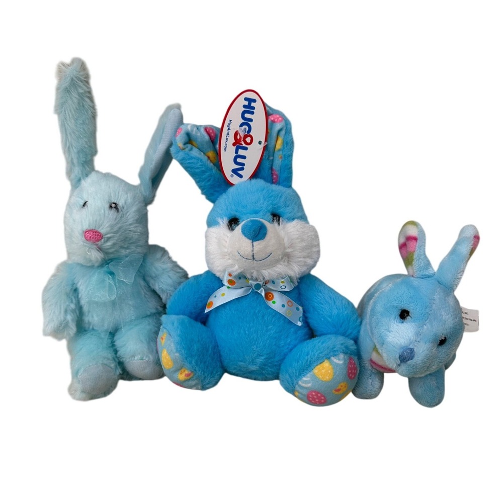 Hug Luv Bunny Plush Lot Blue Easter Stuffed Animal Lovey Kids Toy Nursery‎ Decor